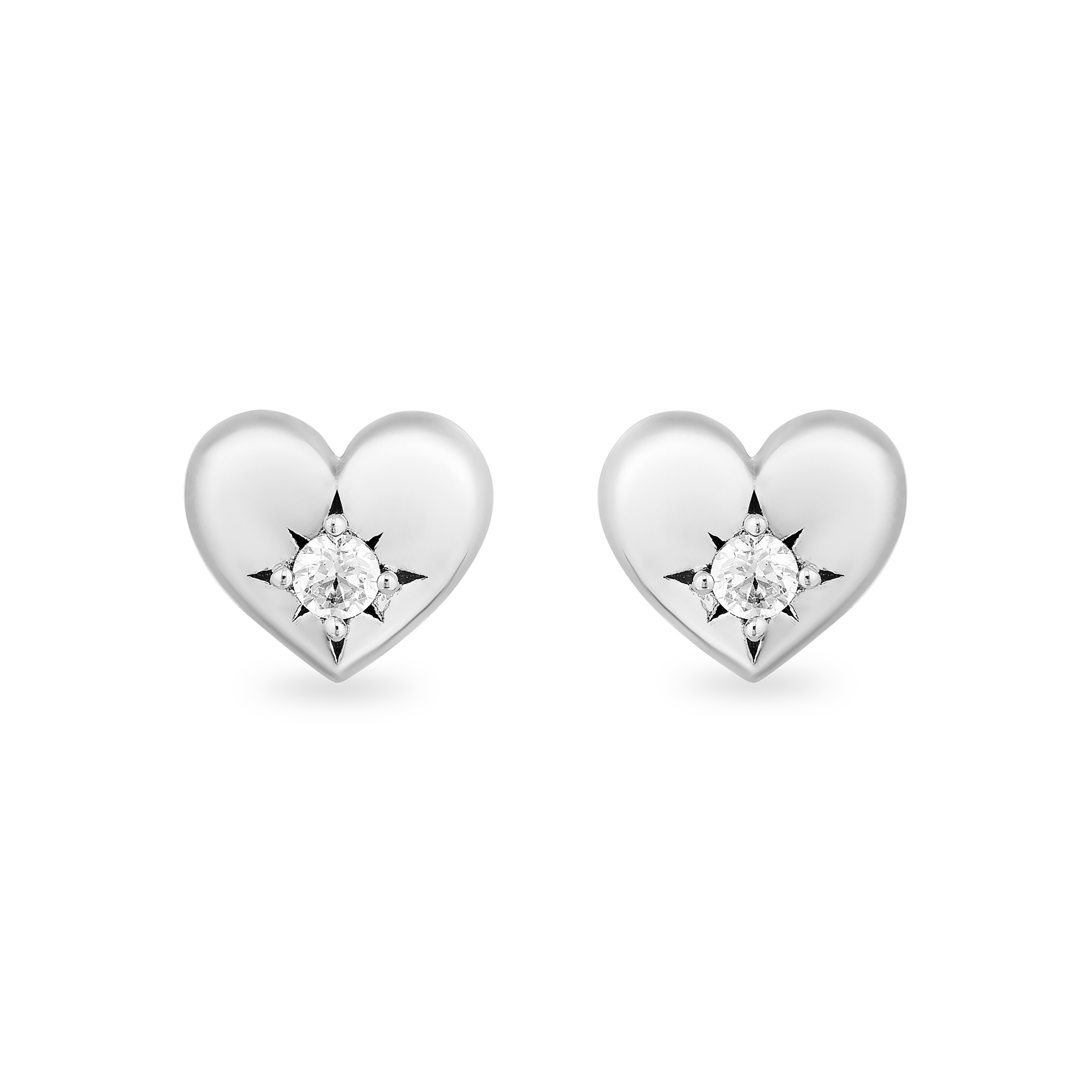 Diamond heart deals earrings sterling silver