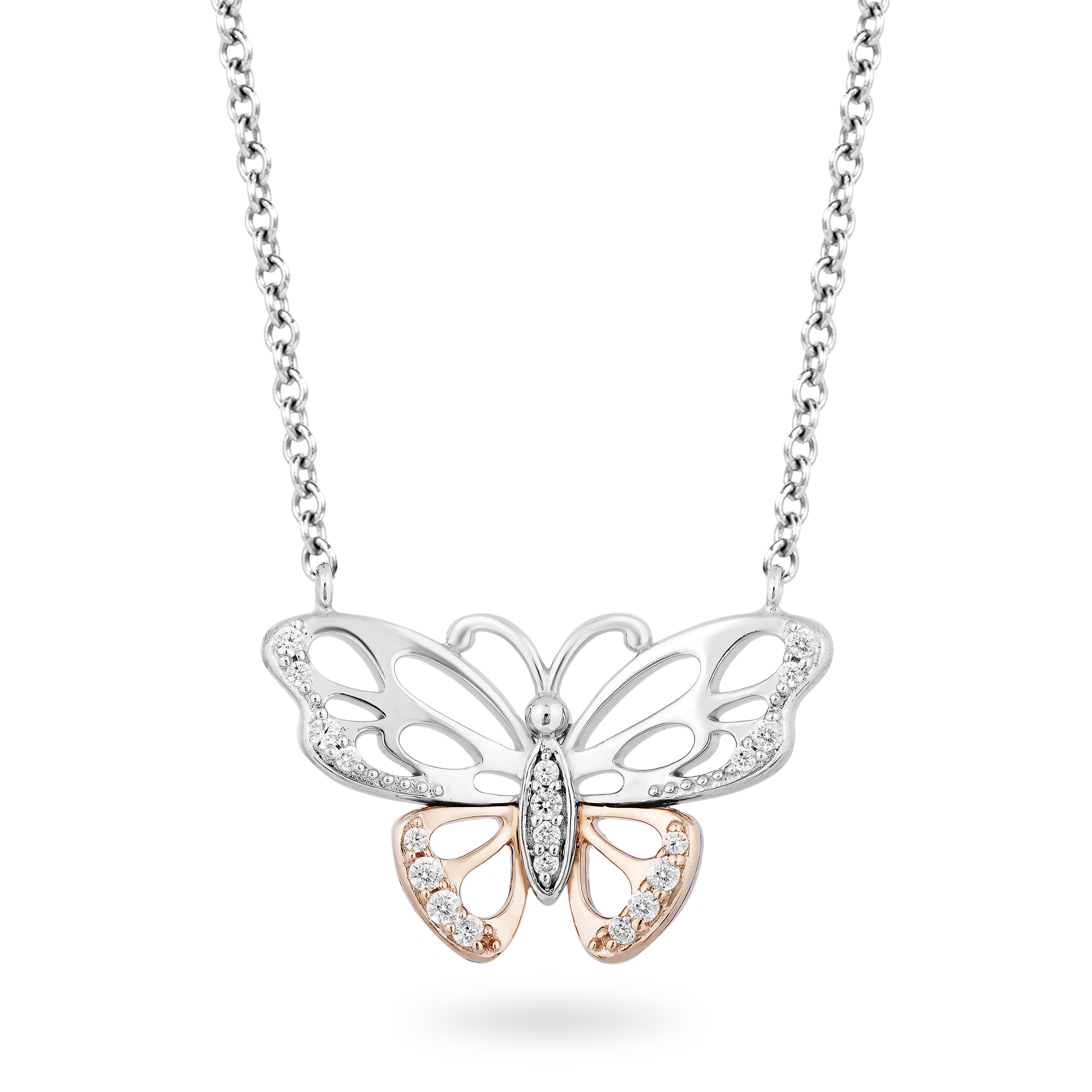 Hallmark Fine Jewelry Butterfly Diamond Necklace in Sterling
