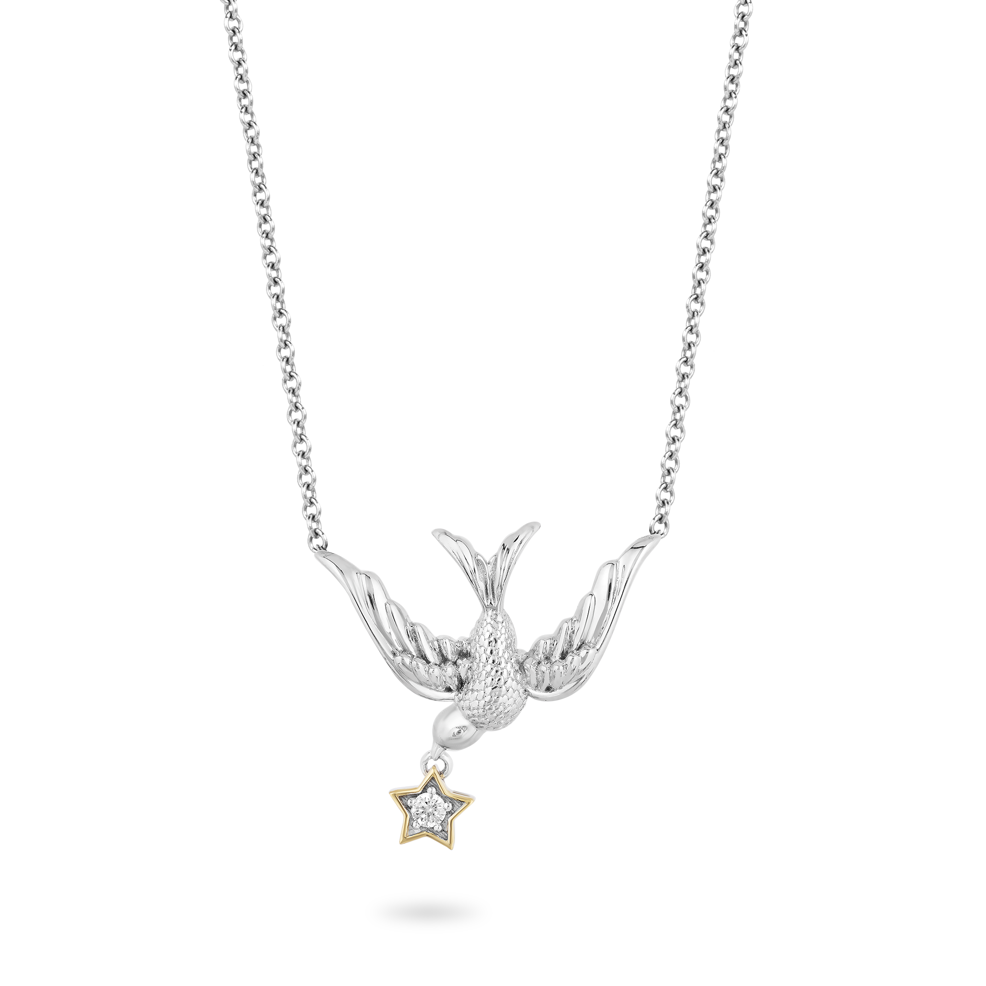 Hallmark Fine Jewelry Stars Swallows Diamond Necklace in Sterling Silver Yellow Gold Jewelry by Hallmark Fine Jewelry