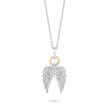 Load image into Gallery viewer, Hallmark Fine Jewelry Angel Wings Diamond Pendant in Sterling Silver &amp; Yellow Gold View 1
