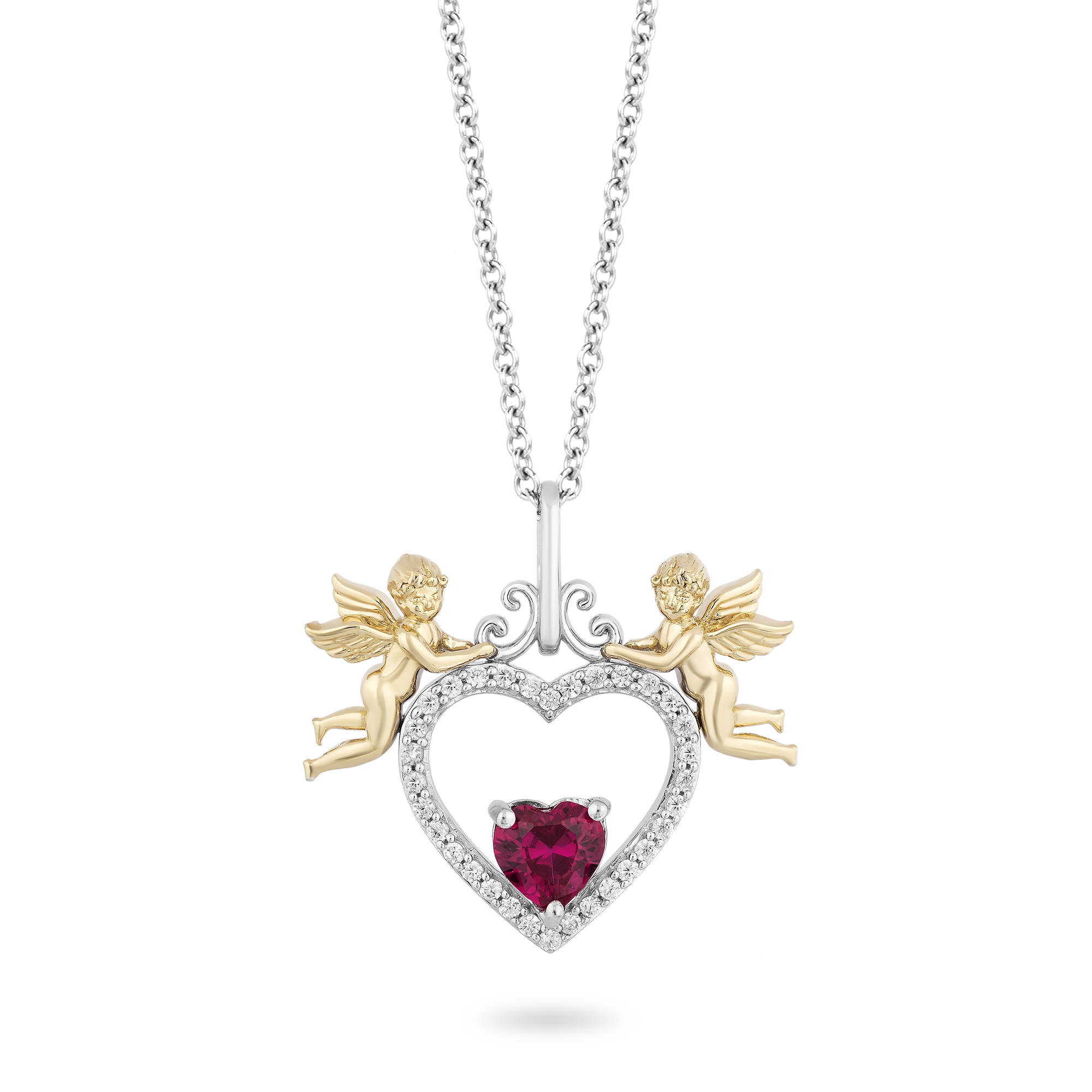 Hallmark Fine Jewelry Cherubs with Heart Diamond Pendant in