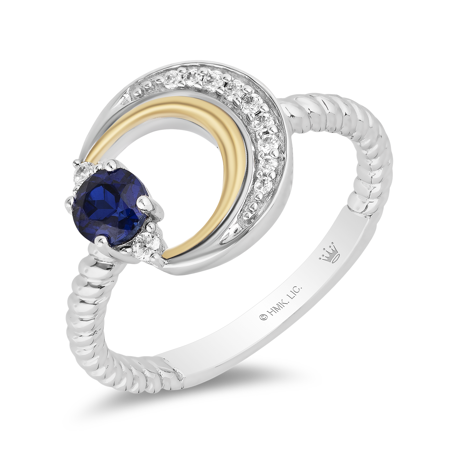 14k Yellow Gold Crescent Moon Blue Sapphire And Diamond Ring 14k Yellow Gold Crescent Moon Blue Sapphire And Diamond Ring