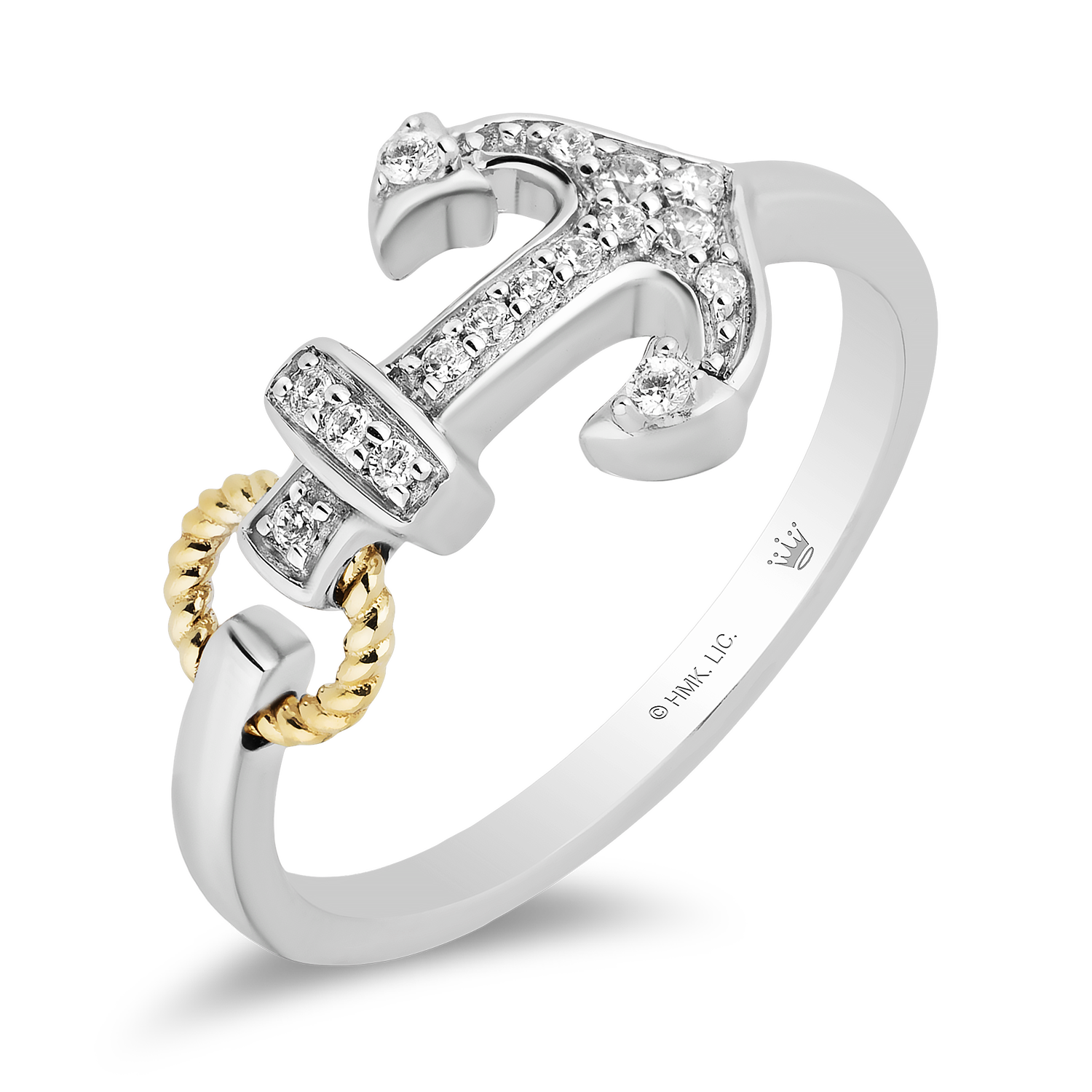 Hallmark Fine Jewelry Anchor Ring in Sterling Silver and 14K Yellow Go
