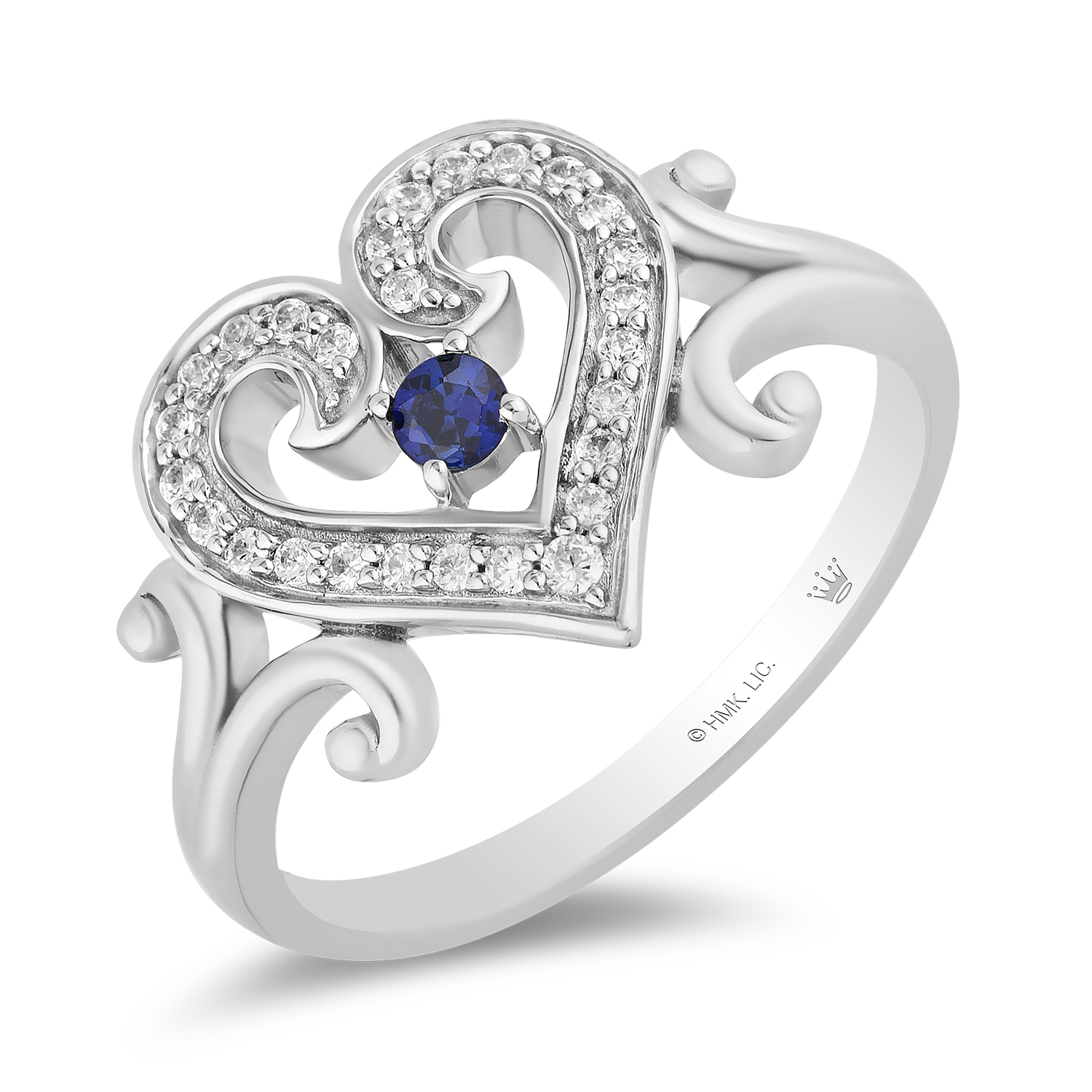 Hallmark Fine Jewelry Follow Your Heart Ring in Sterling Silver with Created Blue Sapphire Diamonds