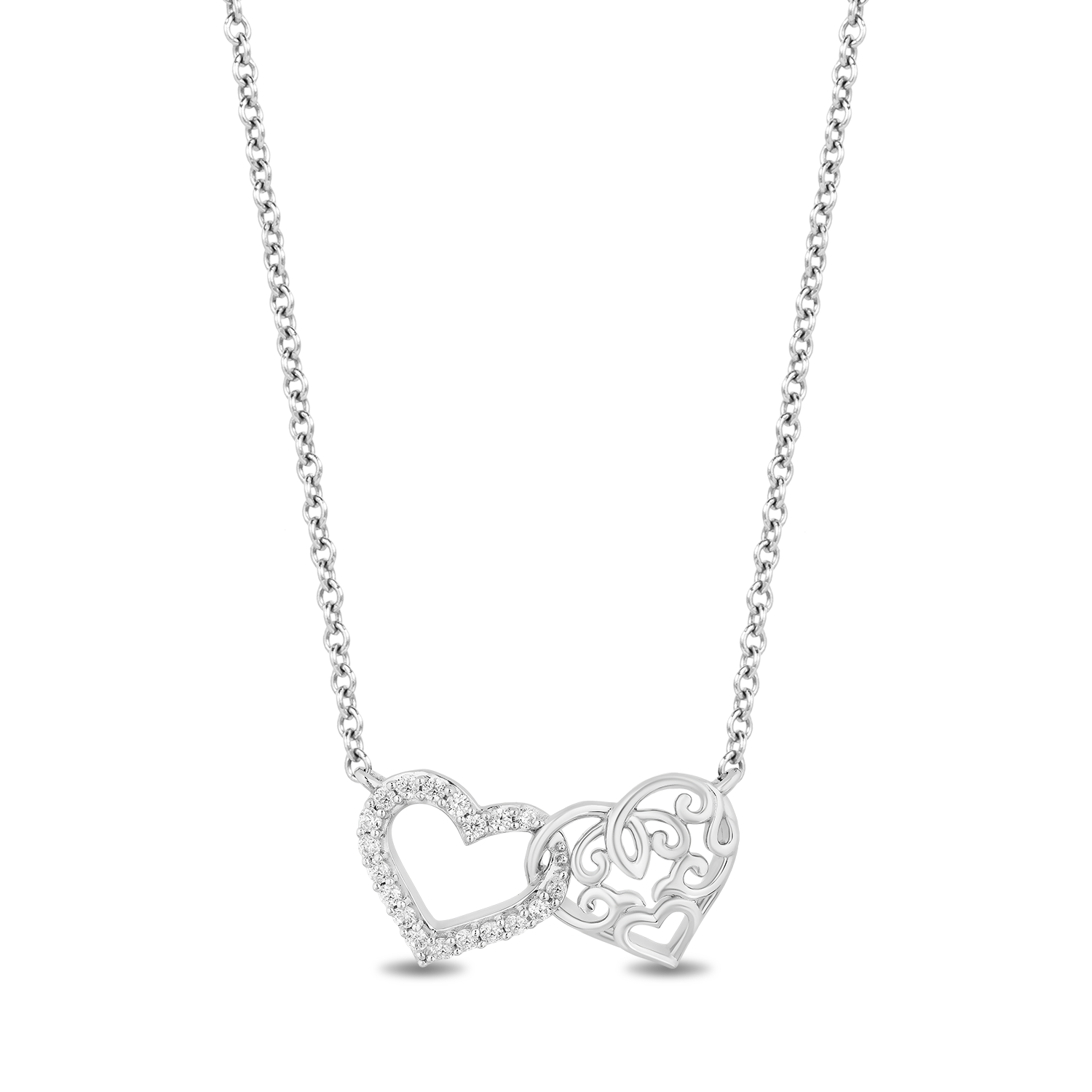 Hallmark Fine Jewelry Heart To Heart Sterling Silver Necklace with Dia