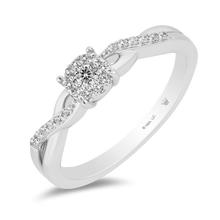 Load image into Gallery viewer, Hallmark Fine Jewelry Diamond Halo Criss-Cross Promise Ring in Sterling Silver
