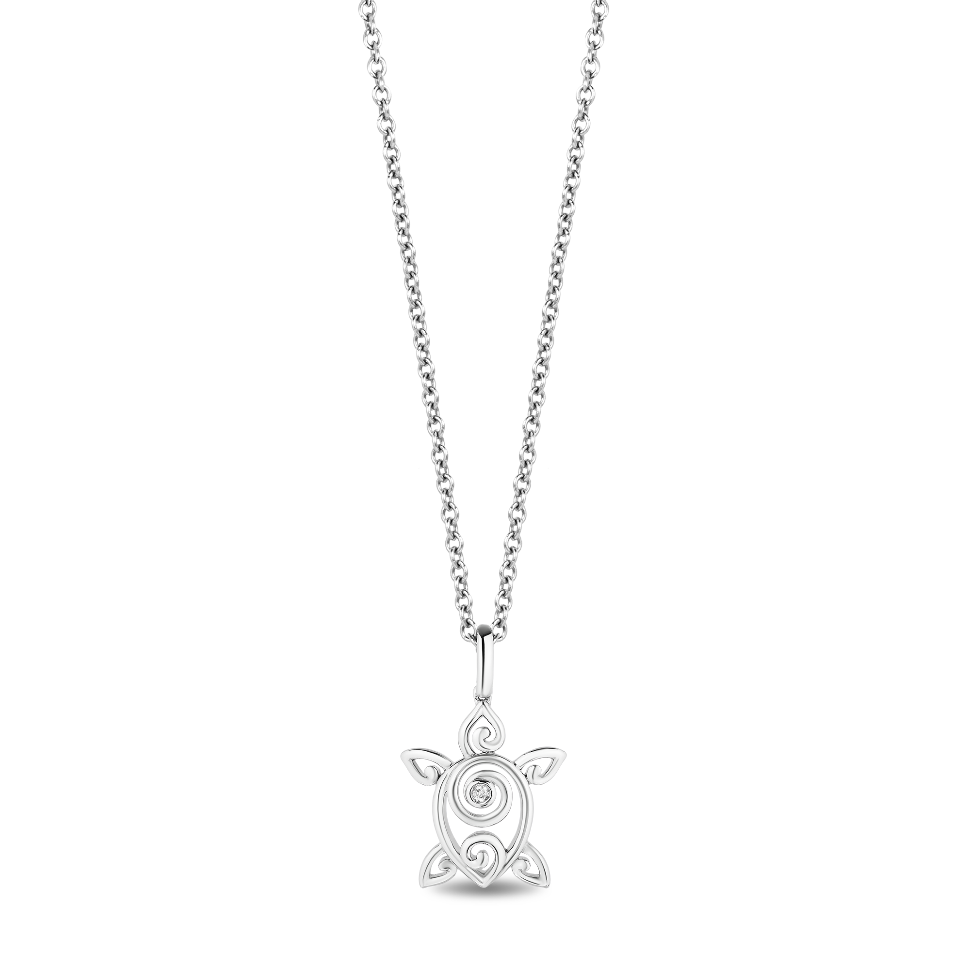 Hallmark Fine Jewerly Classic Turtle Pendant in Sterling Silver with Accent  Diamonds