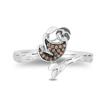 Load image into Gallery viewer, Hallmark Fine Jewelry Sloth Ring in Sterling Silver with Champagne Diamonds

