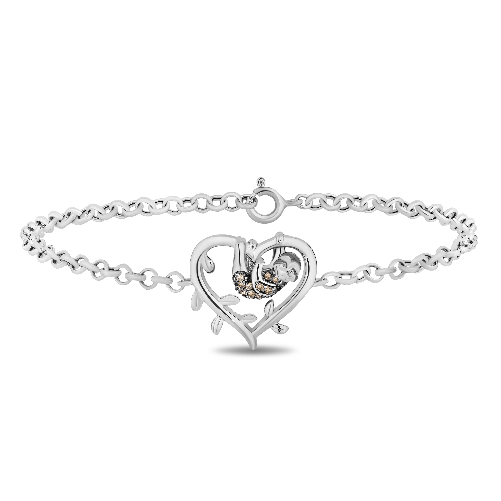 Hallmark Fine Jewelry Sloth Heart Bracelet in Sterling Silver with Cha