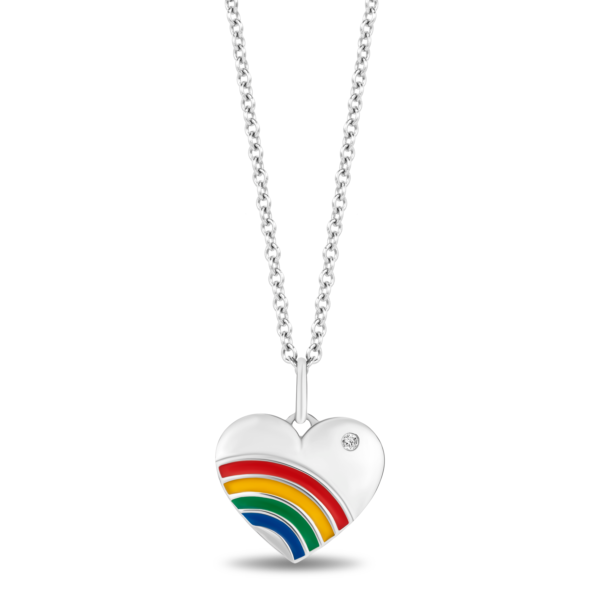 Hallmark Fine Jewelry Sterling Silver and Enamel Rainbow Heart Necklac