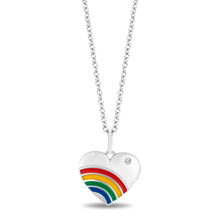 Load image into Gallery viewer, Hallmark Fine Jewelry Sterling Silver and Enamel Rainbow Heart Necklace with Accent Diamonds
