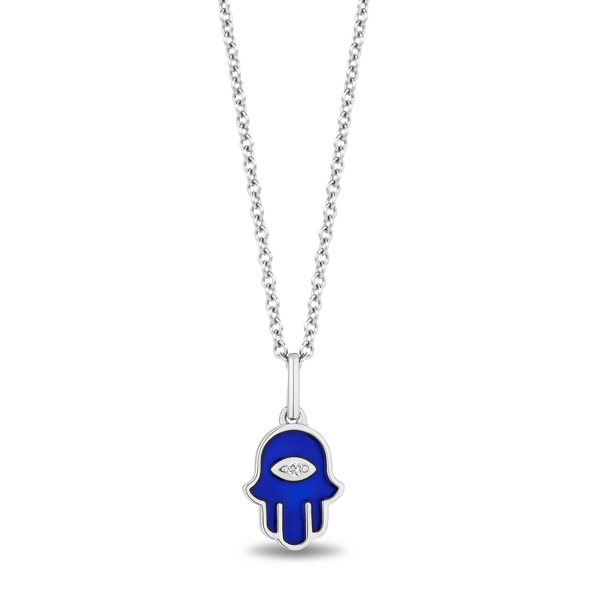 Hallmark Fine Jewelry Sterling Silver and Enamel Hamsa Necklace with A