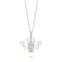 Load image into Gallery viewer, Hallmark Fine Jewelry Honey Bee Diamond Pendant in Sterling Silver &amp; Yellow Gold Diamonds View 1
