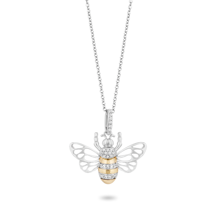 Hallmark Fine Jewelry Honey Bee Diamond Pendant in Sterling Silver & Yellow Gold Diamonds View 1