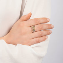 Load image into Gallery viewer, Hallmark Fine Jewelry Busy Bee Ring in Sterling Silver &amp; 14K Yellow Gold with Diamonds
