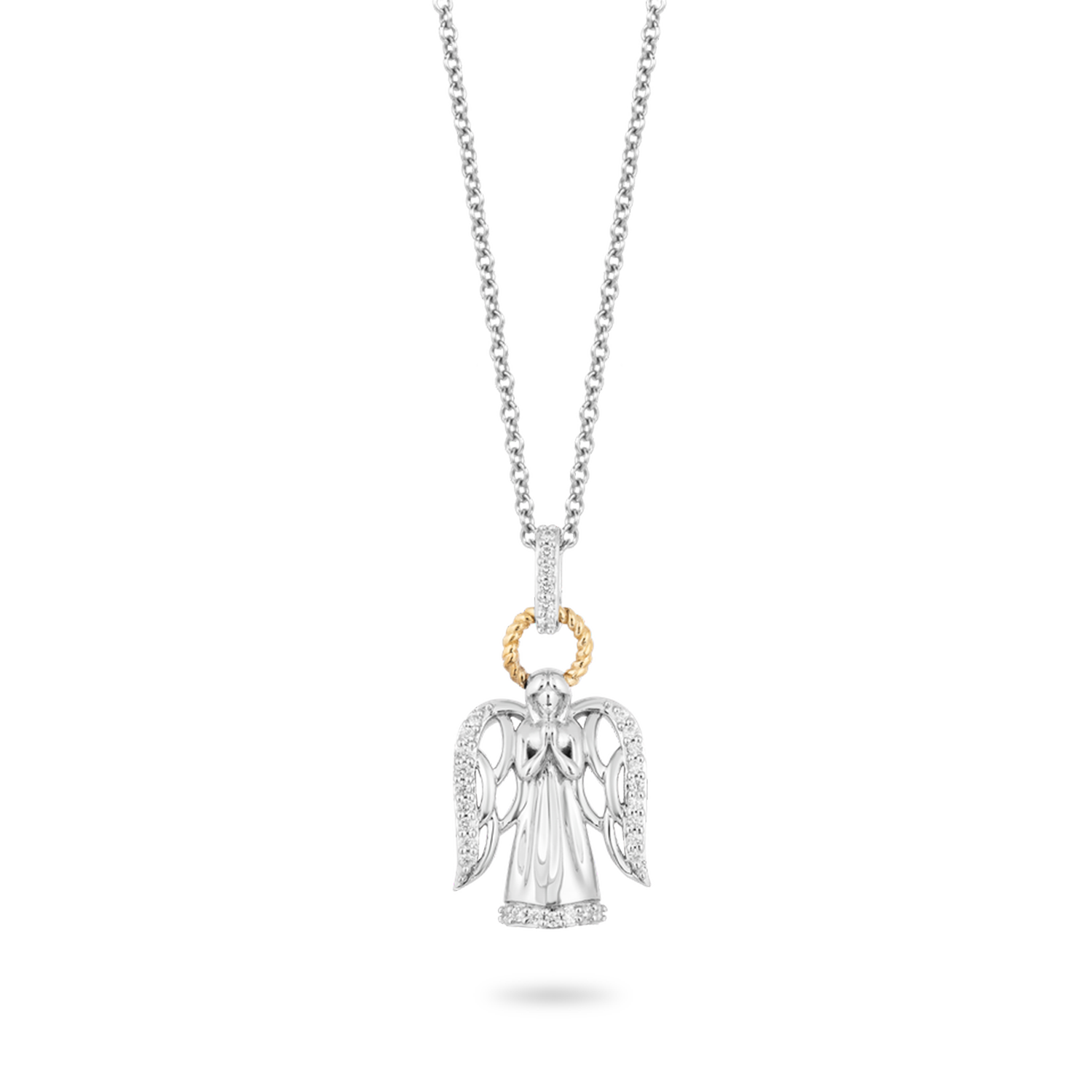 Gold diamond 2025 angel pendant