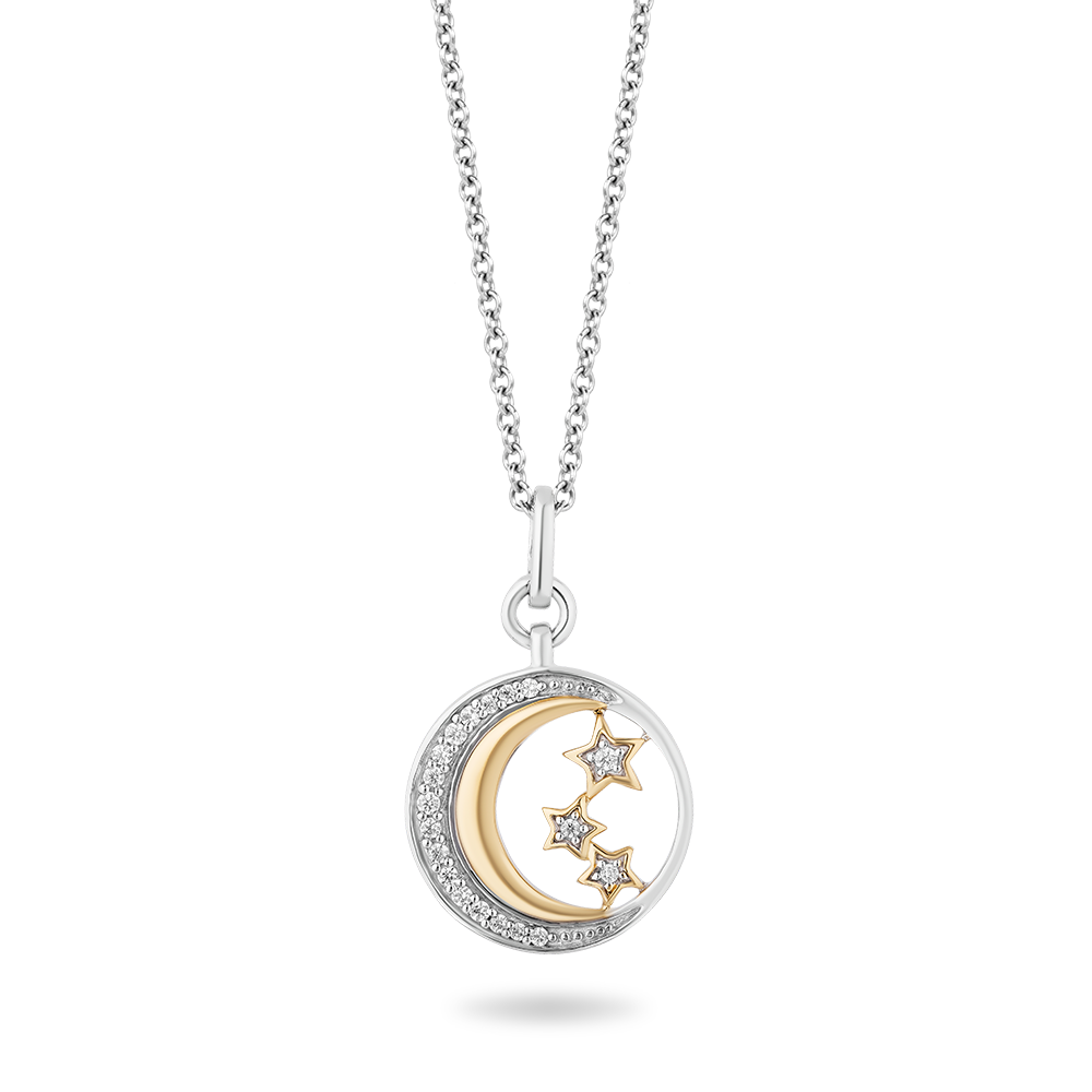 Hallmark Fine Jewelry Moon & Star Diamond Pendant in Sterling Silver &  Yellow Gold | Jewelry by Hallmark Fine Jewelry