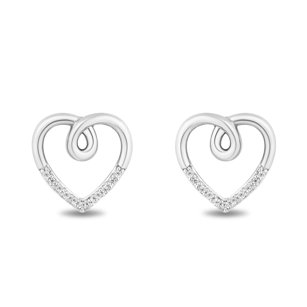 Hallmark Fine Jewelry Heart Earrings in Sterling Silver with Diamonds