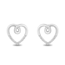 Load image into Gallery viewer, Hallmark Fine Jewelry Heart Earrings in Sterling Silver with Diamonds
