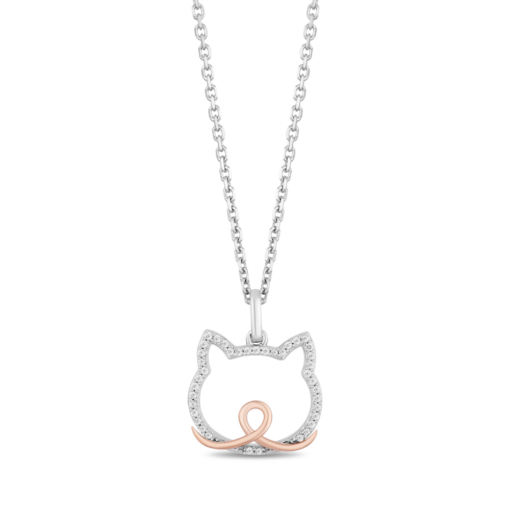 Hallmark Fine Jewelry Sterling Silver and 10K Rose Gold Pendant Necklace with Diamonds