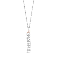 Load image into Gallery viewer, Hallmark Fine Jewelry Sterling Silver and 10K Rose Gold Grateful Editorial Necklace Pendant with Diamonds
