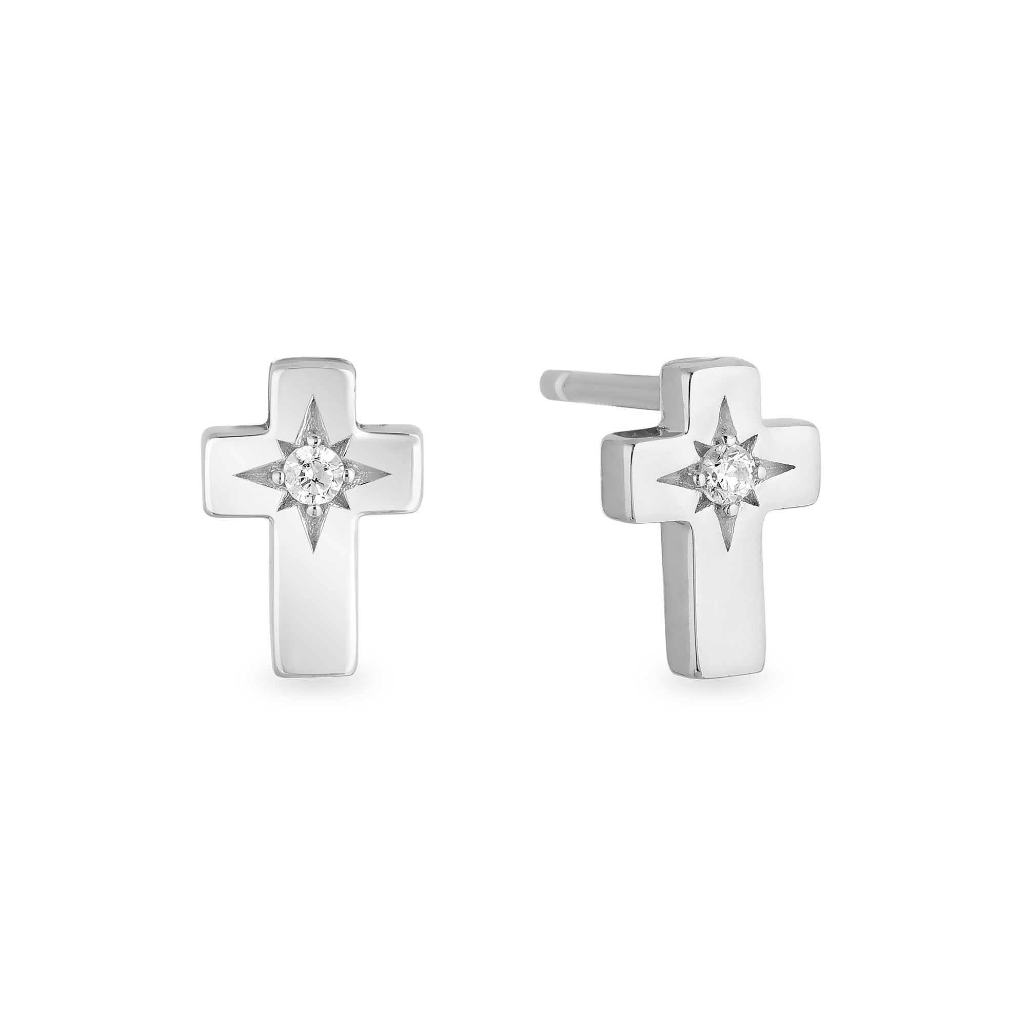 White gold cross stud 2025 earrings