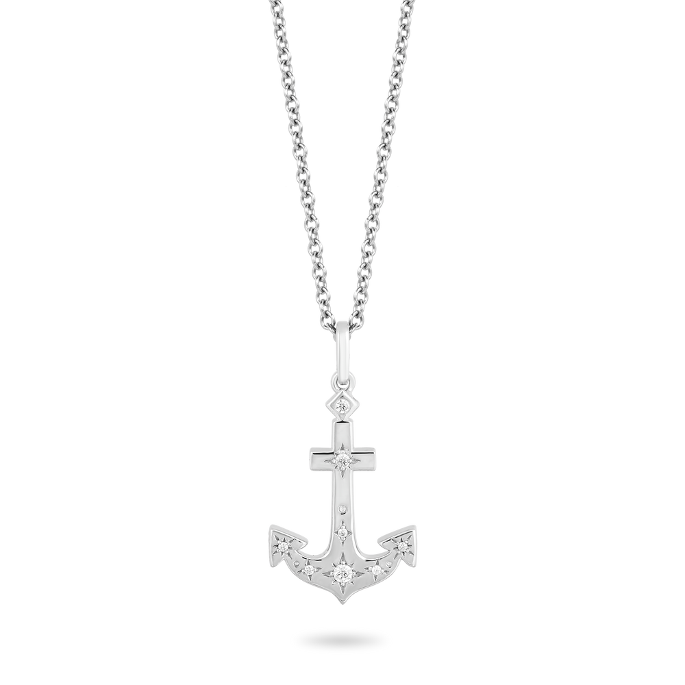 Hallmark Fine Jewelry Anchor Diamond Pendant in Sterling Silver View 1