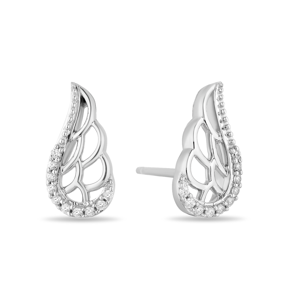 Hallmark Fine Jewelry Soaring Wing Stud Earrings in Sterling Silver with Diamonds