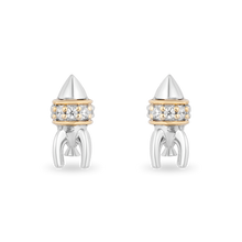 Load image into Gallery viewer, Hallmark Fine Jewelry Out of This World&#39; Rocket ship Stud Diamond Earrings in Sterling Silver &amp; Yellow Gold View 1
