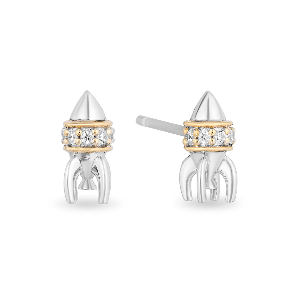 Hallmark Fine Jewelry Out of This World Rocket ship Stud Diamond Earrings in Sterling Silver Yellow Gold Jewelry by Hallmark Fine Jewelry