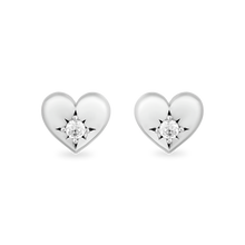Load image into Gallery viewer, Hallmark Fine Jewelry Puffed Heart Stud Diamond Earrings in Sterling Silver View 1
