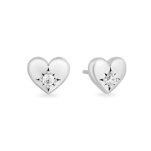 Load image into Gallery viewer, Hallmark Fine Jewelry Puffed Heart Stud Diamond Earrings in Sterling Silver View 1
