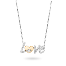 Load image into Gallery viewer, Hallmark Fine Jewelry Love Script Diamond Necklace in Yellow Gold &amp; Sterling Silver View 1

