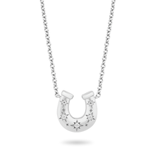 Load image into Gallery viewer, Hallmark Fine Jewelry Horseshoe Diamond Pendant in Sterling Silver &amp; Star Set View 1
