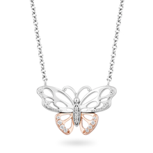 Load image into Gallery viewer, Hallmark Fine Jewelry Butterfly Diamond Necklace in Sterling Silver &amp; Rose Gold View 1
