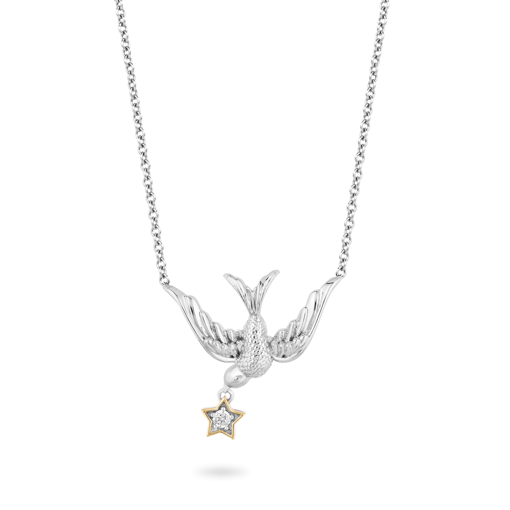 Hallmark Fine Jewelry Stars & Swallows Diamond Necklace in Sterling Silver & Yellow Gold View 1