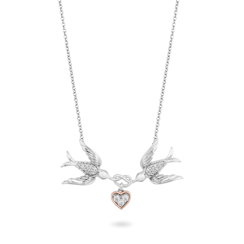 Hallmark Fine Jewelry Lovebirds Diamond Necklace in Sterling Silver View 1