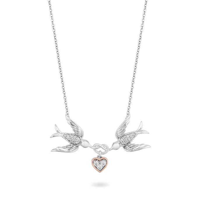 Hallmark Fine Jewelry Lovebirds Diamond Necklace in Sterling Silver View 1