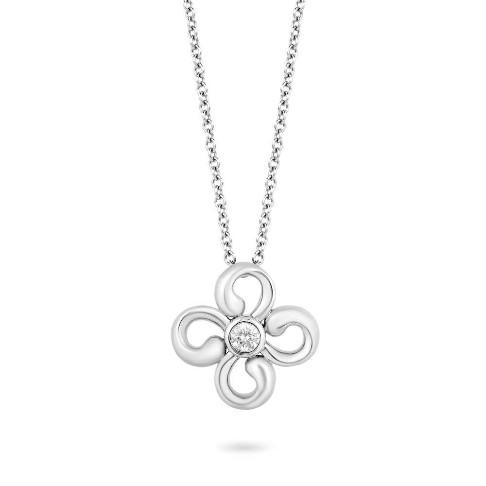 Hallmark Fine Jewelry Modern Clover Diamond Pendant in Sterling Silver View 1