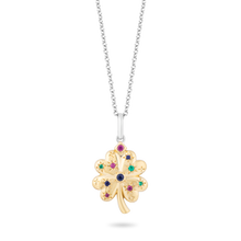Load image into Gallery viewer, Hallmark Fine Jewelry Heart Diamond Pendant in Yellow Gold &amp; Sterling Silver with Star Set Rainbow Gemstones View 1

