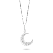 Load image into Gallery viewer, Hallmark Fine Jewelry Crescent Moon Diamond Pendant in Sterling Silver View 1
