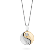 Load image into Gallery viewer, Hallmark Fine Jewelry Modern Ying-Yang Diamond Pendant in Sterling Silver &amp; Yellow Gold View 1

