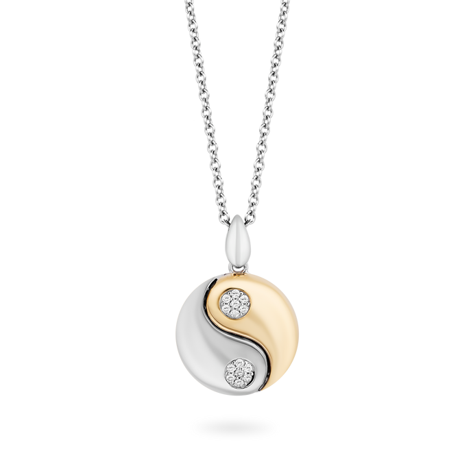 Hallmark Fine Jewelry Modern Ying-Yang Diamond Pendant in Sterling Silver & Yellow Gold View 1