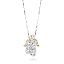 Load image into Gallery viewer, Hallmark Fine Jewelry Filigree Angel Diamond Pendant in Sterling Silver &amp; Yellow Gold View 1

