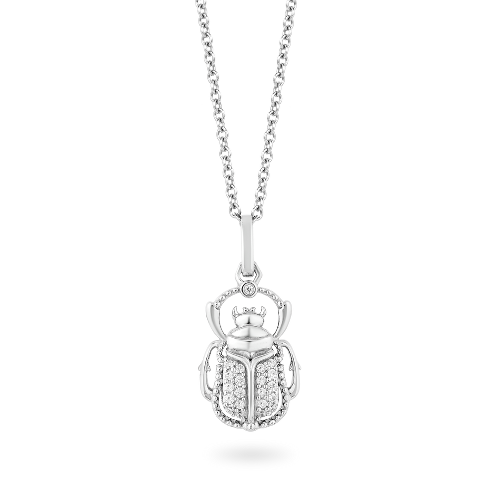 Hallmark Fine Jewelry Scarab Beetle Diamond Pendant in Sterling Silver View 1