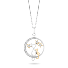Load image into Gallery viewer, Hallmark Fine Jewelry Star Gazing Mom &amp; Baby Cat Diamond Pendant in Sterling Silver &amp; Yellow Gold View 1
