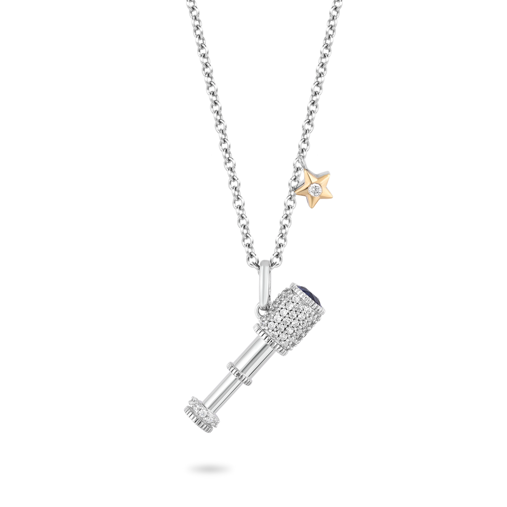 Hallmark Fine Jewelry The Star Gazer Telescope Diamond Pendant in Sterling Silver & Yellow Gold View 1