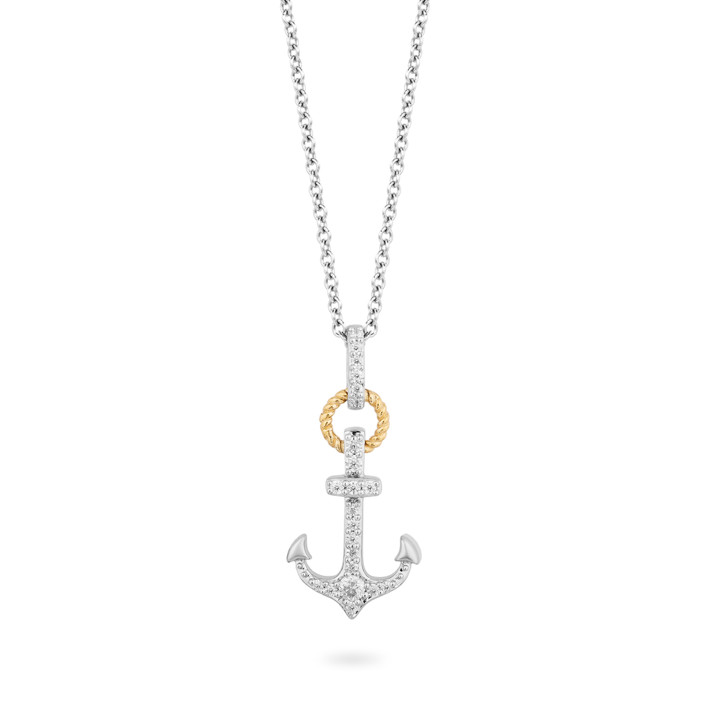 Hallmark Fine Jewelry Anchor Diamond Pendant in Sterling Silver Yellow Gold Jewelry by Hallmark Fine Jewelry