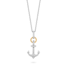 Load image into Gallery viewer, Hallmark Fine Jewelry Anchor Diamond Pendant in Sterling Silver &amp; Yellow Gold View 1
