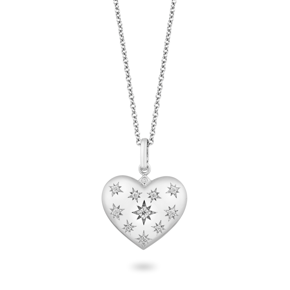 Hallmark Fine Jewelry Puffed Heart Diamond Pendant in Sterling Silver View 1